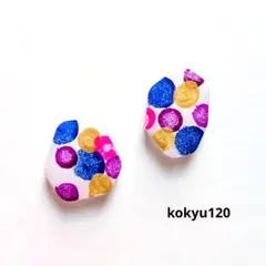 #120 ハンドメイドピアス　イヤリング　レジン　カラフルドット