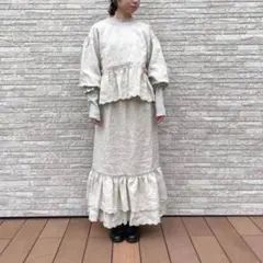 Samansa Mos2 立川限定 スカラップ刺繍ティアードスカート