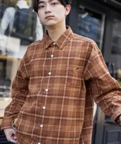 MONO-MARTxKANGOL 別注オーバーサイズチェックフランネルシャツ