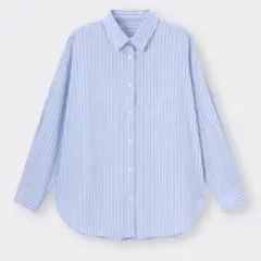 【美品】GU ストライプオーバーサイズシャツ ブルー　XL