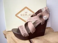 ※左足のみです※【REPLAY】レザー厚底サンダル　花柄　36/23cmのサムネイル
