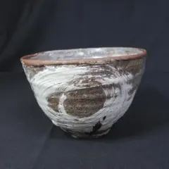 茶碗 刷毛目 無名 茶道具 茶器 抹茶碗 灰 掛釉 渋め 輪