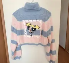 パワーパフガールズ クロップドニットセーター　ショート丈　長袖