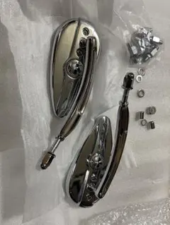 ぞーさん専用　汎用クロームメッキミラー　スカル　ハーレー 8mm 10mmネジ付