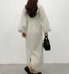 louere ウエストタックボリュームスリーブワンピース アイボリー