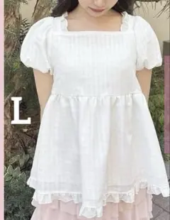 Hudson honey しぃぺろ シフォンチュニック ペプラム トップス 白