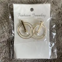 ゴールドカラー サークル パール ピアス