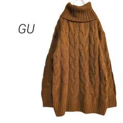 【ジーユー】タートルネックケーブルチュニックセーター 洗える オーバーサイズ