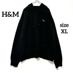 1717☆エイチアンドエム　フード付きパーカー　オーバーサイズ　黒無地　XLのサムネイル