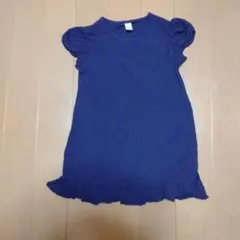 【Zara Kids】ネイビー フリル付き 半袖ワンピース
