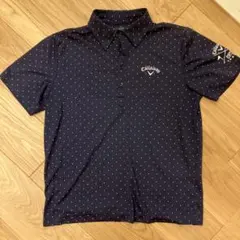 Callaway ポロシャツ L ネイビー ドット柄