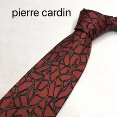 pierre cardin ネクタイ　レッドブラウン総柄　高級シルク100%