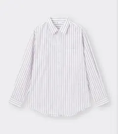 Lサイズ イージーケアブロードシャツ(ストライプ) グレー メンズ