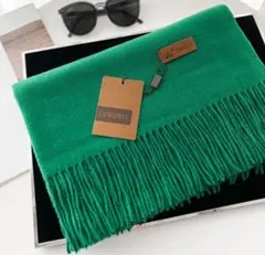 グリーン 定番上質大判 シンプル カシミヤ混 ストール マフラー ユニセックス