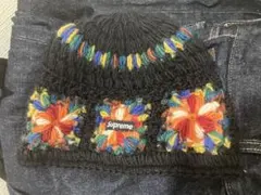 [中古]Supreme 花柄刺繍 ニット帽　クロシェビーニー