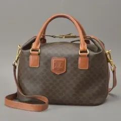 美品◇セリーヌ マカダム 2WAY ハンドバッグ ショルダーバッグ ブラウン