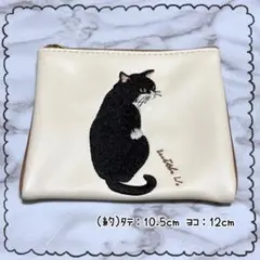 ねこ ポーチ ハチワレ 薄ベージュ色 ネコ 猫