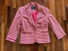 ZARA trfコレクション ピンクボーダー テーラードジャケット Sサイズ