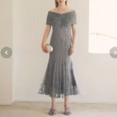 【Leja】2wayレース花柄オフショル スパンコール マーメイドドレス 結婚式