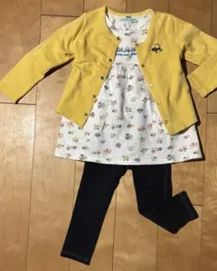 カーディガン110㎝　スパッツ 100cm 厚手ワンピース100㎝　3点セット