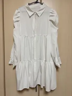 GRL パワショルティアードシャツワンピース