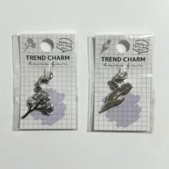 トレンド チャーム メタルチャーム キーホルダー 2種セット