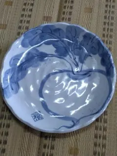 中古★大皿 秀峰窯 絵皿 野菜柄 和食器 陶器のサムネイル