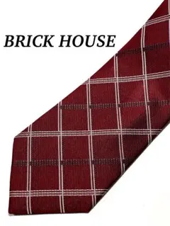 2本目半額 極美品 BRICK HOUSE 赤 チェック柄 ネクタイ シルクのサムネイル