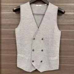 【S】ミラノリブ ニットダブルベスト 灰