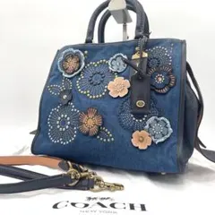 【極美品タグ付き】コーチ　ローグ　2way バッグ　チャームレザーブルーA4可能 COACH（コーチ）の「ローグ 25・リジェネラティブ レザー（ショルダー