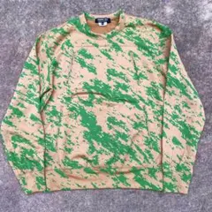COMME des GARCONS 総柄スウェット M グリーン ベージュ