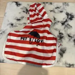 PET'S LOVE レインコート Mサイズ 赤白ストライプ
