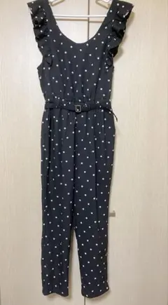 ココディール　ドット柄フリルオールインワン