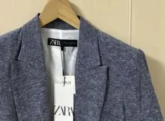 【新品、未使用】ZARA ザラ メンズ リネン ジャケット M グレー