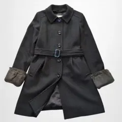 組曲 チェスターコート ラビットファー ベルト付 羊毛✕カシミヤ 2wayカラー