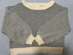 【LEPSIM ローリーズファーム】総柄 オーバーサイズニット( クリーム深緑)