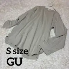 GUラウンドヘムロングスリーブT（長袖〕グレー Tシャツ コットンS