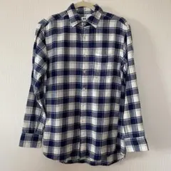 ユニクロ メンズ シャツ チェック 青 チェックシャツ ネルシャツ S