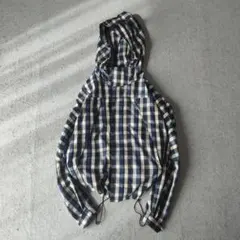 Columbia チェック フーデッドジャケット ブルー シェルジャケット a