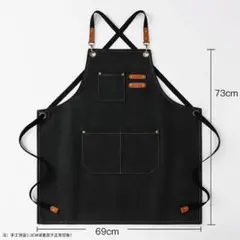 新品　ワークエプロンキャンプ美容師　料理 DIY カフェ アウトドア ブラックのサムネイル