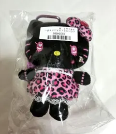 サンリオ ハローキティ マスコットポーチ ギャル 黒 ぬいぐるみ ヒョウ柄ピンク