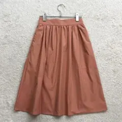 ✨バーニーズニューヨーク【36】橙色 ミディ丈スカート ポケット付き 春夏のサムネイル