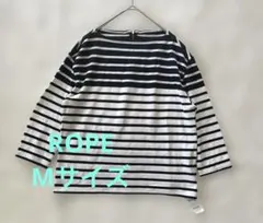【未使用品】　ROPE ボーダーカットソー M 綿100％ 七分袖 ネイビー