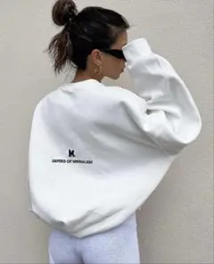 シーン　ホワイトスウェット Mロゴ オーバーサイズ