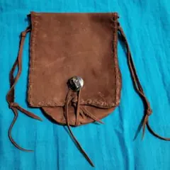 ヴィンテージ　レザー　ベルトポーチ　 スカル　コンチョ　コインボタン