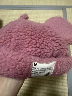 東京ディズニーリゾート ミッキー耳付き帽子　もこもこ　ピンク
