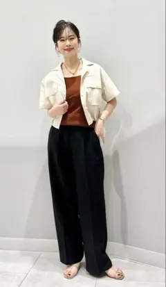 『値下げ中』ジーユーGU ユーティリティショートシャツ［半袖］XL NATURA