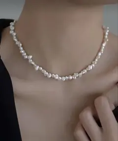 ネックレス アクセサリー 首飾り アイボリー系 不揃いパール風