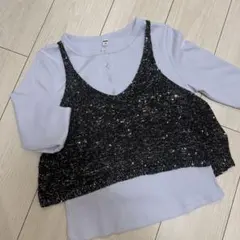 Re:EDIT スパンコールビスチェ 黒・シルバー