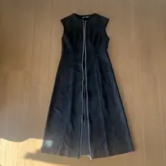 ZARA ロングジレ ワンピース ブラック ベロア調